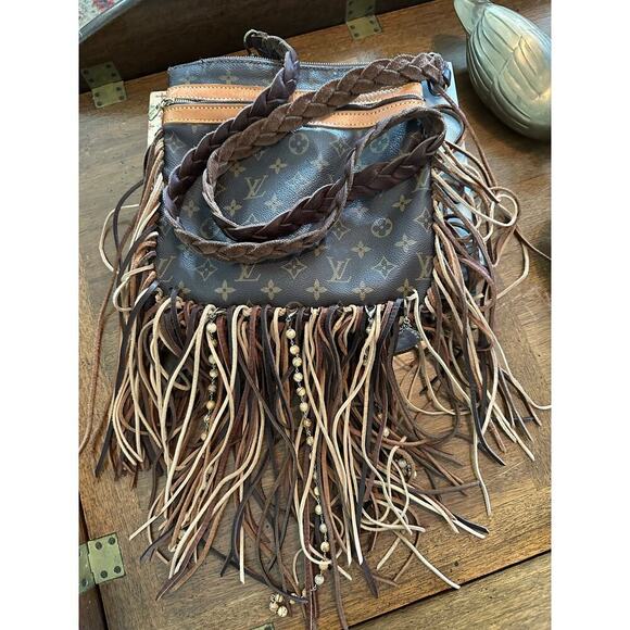 Vintage Boho Louis Vuitton Women's Brown Braided Leather Pochette Bosphore Bag - Picture 9 of 16